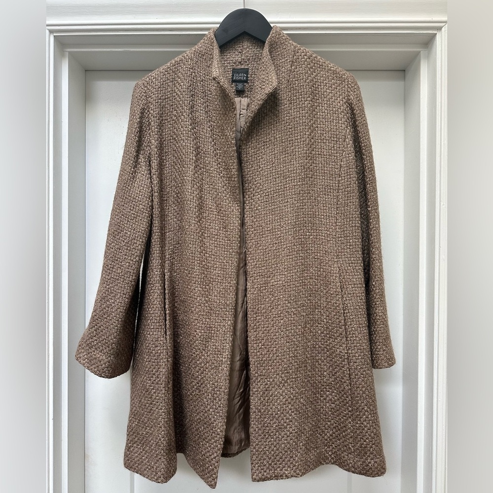 Eileen Fisher Brown wool jacket silk lined size small
